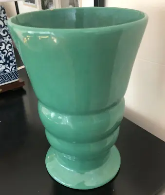 Vintage HAEGER POTTERY Wide Mouth Vase USA Green • $34