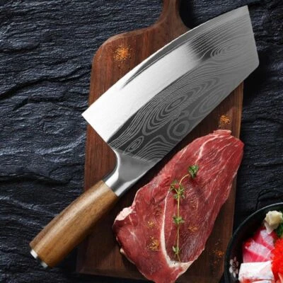 $21.99 • Buy Stainless Steel Asian Chef Knife Kitchen Butcher Damascus Cleaver Chopping Meat