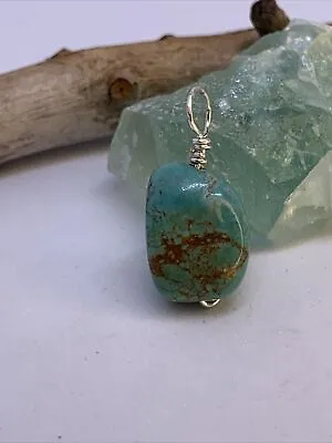 Mexican Turquoise Minimalist Pendant Sterling Silver Designer Made New Jewelry • $21