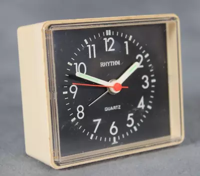 Vintage Rhythm Japan Small Bedside Alarm Clock Working Mid Century • $12.43