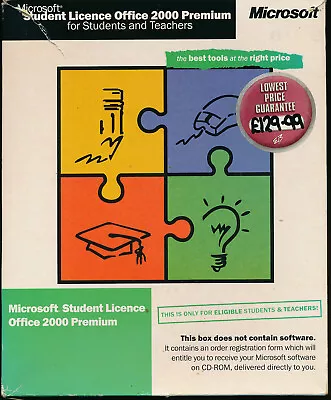 MICROSOFT STUDENT LICENCE OFFICE 2000 PREMIUM SOFTWARE 4 CD's • £10