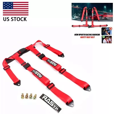 4 Point Sport Quick Release Belt Harness For Racing Car UTV 2inch US Red 1x • $26.99
