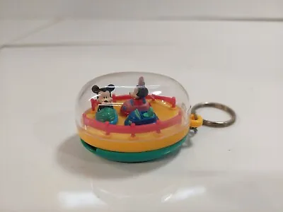 MICKEY MOUSE AND MINNIE BUMPER CARS MOVING EGG KEYCHAIN Vintage Collectible • $26.21