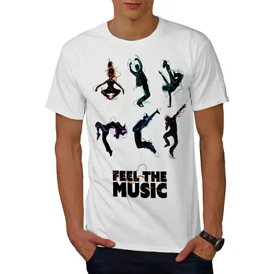 £17.99 • Buy Wellcoda Feel Dj Song Dance Mens T-shirt, Headphone Graphic Design Printed Tee