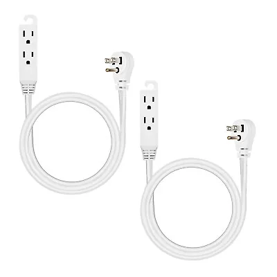 DEWENWILS 2 Pack 3 Ft Extension Cord With Flat Plug 3 Grounded Outlets 16/3 Awg • $11.98