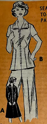 Rare UNCUT Vintage Mail Order 9133 Misses Dress & Pantsuit 18 1/2 Sewing Pattern • $12.95