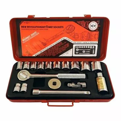 METRINCH 17 PC 3/8  DRIVE 12pt SOCKET & RATCHET SET • $36.99