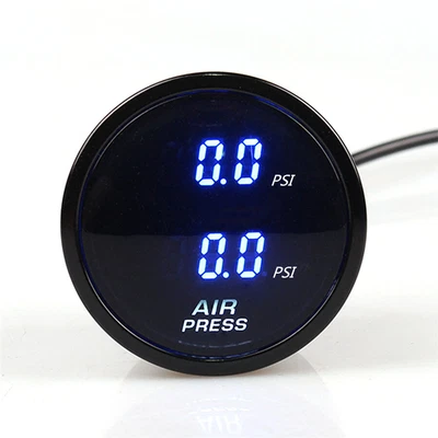 $71 • Buy 52mm Smooth Core Dual Air Pressure Gauge Blue LED Air Suspension Air Ride Ggauge