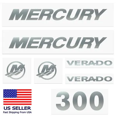 Mercury Verado 300HP Outboard Marine Vinyl Decal Kit - Metallic Silver • $85.99