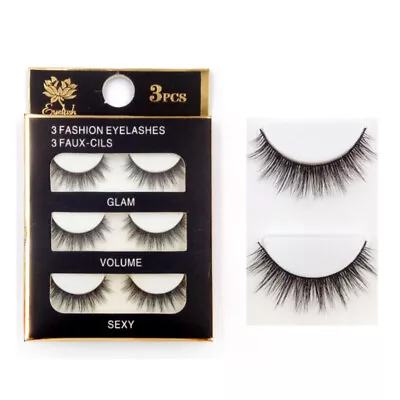 3Pairs 3D Natural Mink Short False Eyelashes Handmade Fake Eye Lashes UK STOCK • £3.59