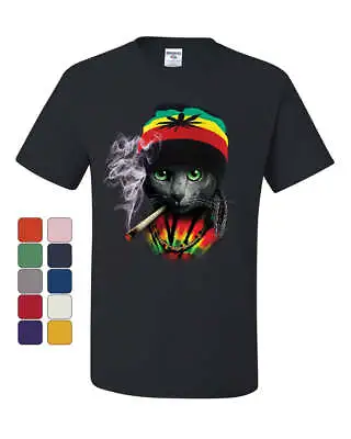 Rasta Cat T-Shirt Smoking Joint 420 Jamaica Marijuana Pot Weed Tee Shirt • $19.95