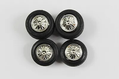 4 Vintage Model Kit Chrome Wheels And Tires 1/24 1/25 Scale Model Parts Bag 30 • $15.14