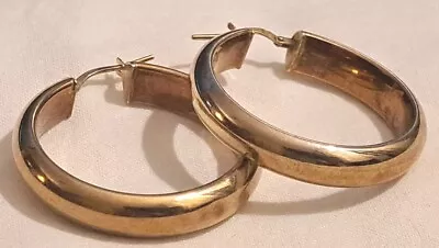 Vintage Sterling Silver 925 Gold Wash Dyadema ITALY Puffy Hoop Earrings Pierced • $16