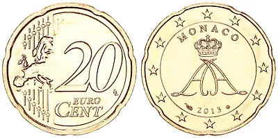 Monaco 20 Cent 2013 Currency Coin Rare Year Edition 10.000 Prägefrisc 107797 • $40.66