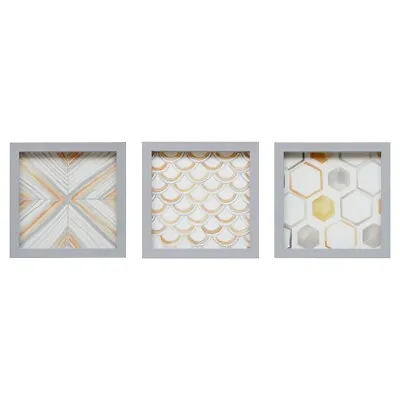 Intelligent Design 248949 Geometric Framed Canvas Wall Art 3-piece Set Small • $31.45