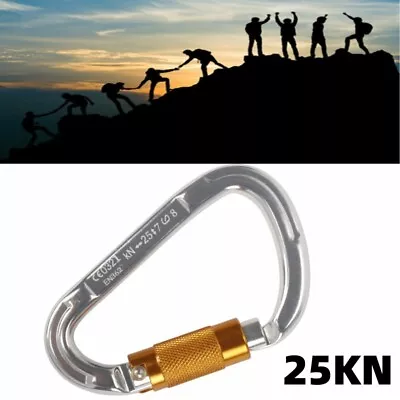 1x 25KN D-Ring Carabiner Screw Locking Hook Clip For Rock Climbing Caving Rescue • $7.50