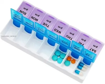 £2.99 • Buy 7Day Pills Box Medicine Tablet Dispenser Organizer Weekly Storage Case  AM/PM Uk