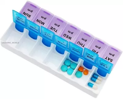 £2.99 • Buy 7Day Pills Box Medicine Tablet Dispenser Organizer Weekly Storage Case  AM/PM Uk
