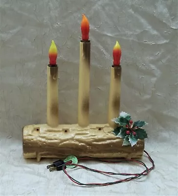 Three Vintage Christmas Candle Set On Plastic Log  • $29.95