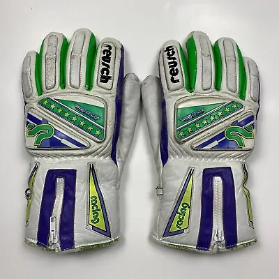 Vintage Reusch Goalkeeper Gloves Mens 10 White Green Purple 80s 90s • $24.99