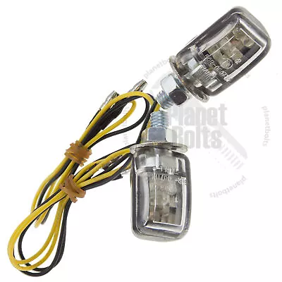 Clear Chrome LED Signal Universal Light Motorcycle Stem Flasher Micro Stalk • $17.99