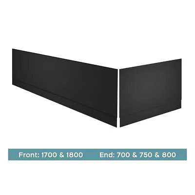 Modern Bathroom Matt Black Wooden Bath Panel Adjustable MDF Front Side Panel • £79.97