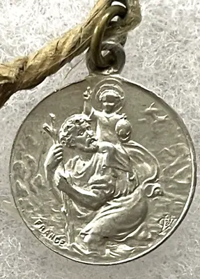 Vintage St. Christopher Protect Us Medal Pendant  7/8  • $14.95