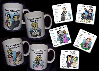 £3.49 • Buy Personalised Mugs And Coasters Wedding Favour Thank You Gifts Present 25 Designs