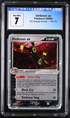 Pokémon 2005 Umbreon Ex 112/115 EX Unseen Forces Holo Ultra Rare | English CGC 7 • $330