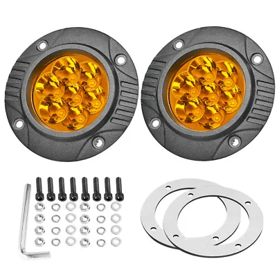 2x 4  INCH Round LED Work Light Flush Mount Spot Rear Bumper Reverse 4WD Amber • $42.99