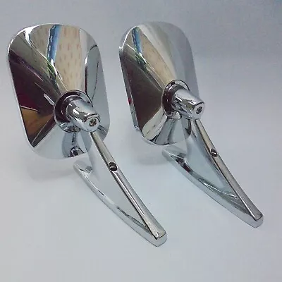 UNIVERSAL Classic Car Vintage Chrome Square Fender/Door Side Mirrors RH LH Pair. • $125.59