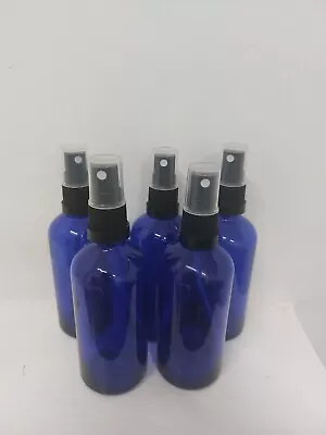 5x Blue 100ml Glass Spray Bottle Essential Oil Atomiser Mist Sprayer Container • £12.99