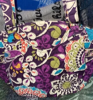 Vera Bradley Plum Crazy Large Double Handle Shoulder Bag Zip Closure. • $13.99