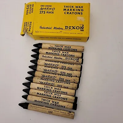 Vintage Dixon Industrial Markers Thick Wax Black Marking Crayons 11 Total • $10