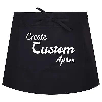 Personalised Half  Waist Apron Your Printed  Name Logo Waiter Waitress Unisex  • £8.99