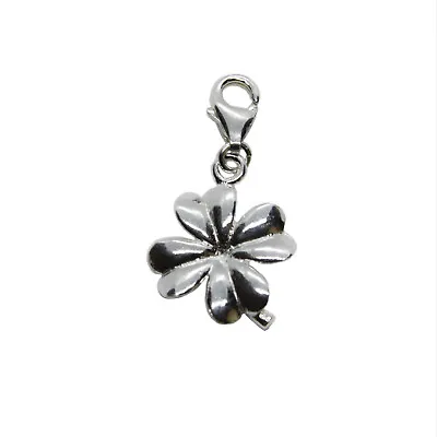 925 Sterling Silver Clip On LUCKY CLOVER CHARM With Lobster Trigger Clasp • £4.49
