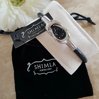£10.60 • Buy Shimla Black Sparkle Bracelet, Buckle Clasp Leather NEW