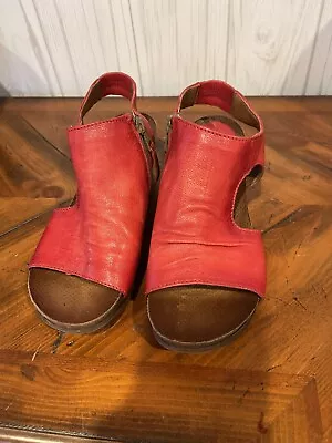 Miz Mooz Red Sandals Leather Verona Sz 8 Euro 38 • $25