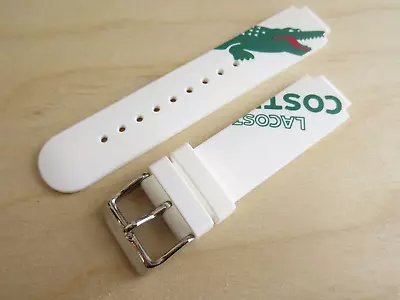 Lacoste White Silicone 14mm Watch Strap Stainless Steel Buckle 20mm Shoulders • £5.99