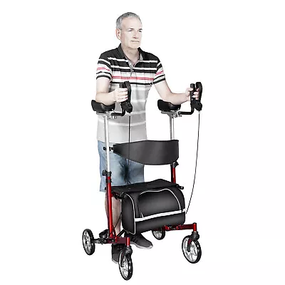 $109.59 • Buy Folding Upright Walker Stand Up Rollator Medical Aid W/ 4 Wheel Seat Back 300 Lb
