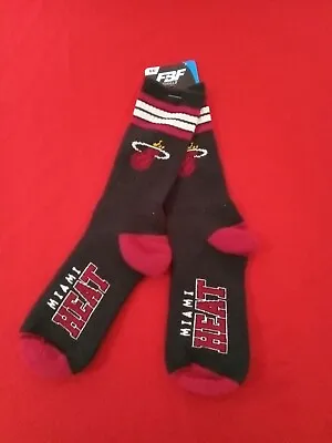Miami Heat Men's Crew Socks Large Size 10 To 13 4 Stripe • $12.98
