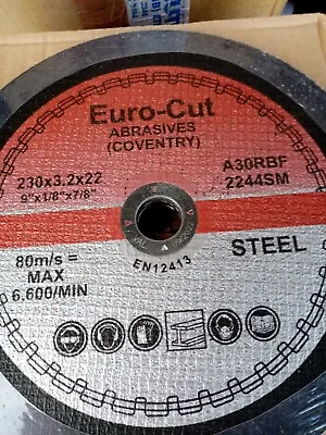 230mm X 3mm Dep Centre Metal Cutting Discs Euro Cut A30RBF Date Code 09/2022  • £11.99