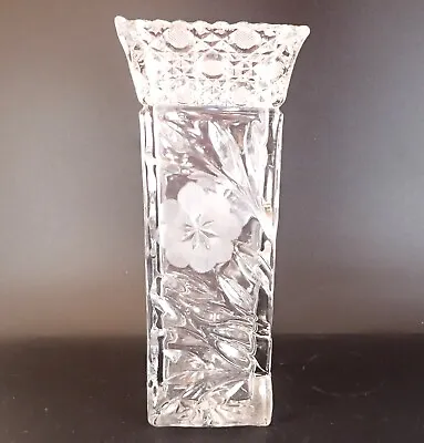 Antique McKee Innovation #410 Square 10  Vase Pressed & Cut Glass  Read! • $44.99