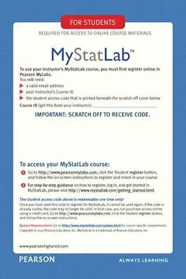 MyStatLab Glue-in Access Card-Code • $75