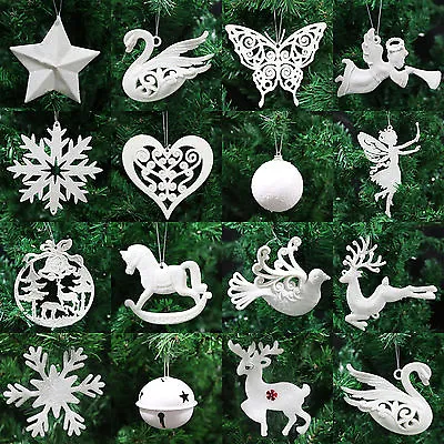 £4.99 • Buy Ivory White Christmas Tree Pendant Baubles Fairy Snowflake Santa Decorations