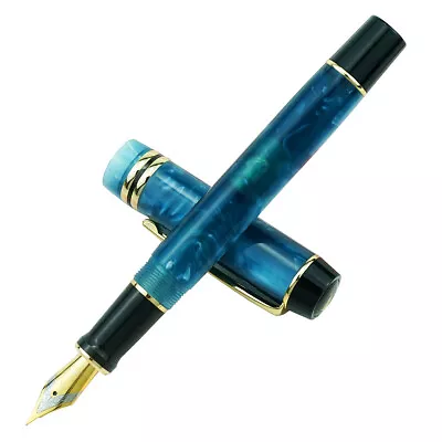 KAIGELU 316 Acrylic Celluloid Fountain Pen Iridium EF/F/M Nib - Blue Swirl • $25.99