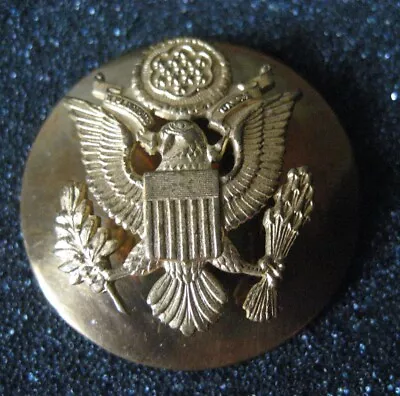 Vintage Military Eagle Insignia Brass Badge Military Hat Pin With Screw Back • $15.95