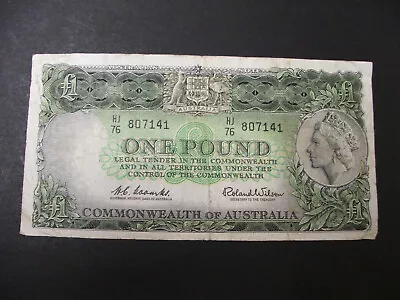 1961 Coombs - Wilson £1 Pound  RBA One Pound  HJ76 807141 • $29.50