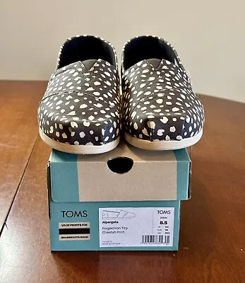 TOMS Shoes Women Alpargata Forged Iron Tiny Cheetah Size 8.5 New With Tags  Box • $10.98