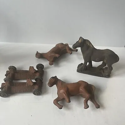 Vintage Auburn Rubber Double Horses On Wheeled Damaged And 1 Single Horse. • $17.88